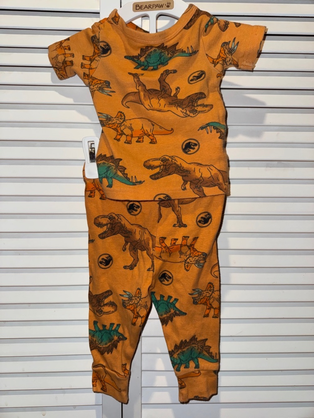 Jurassic Park Orange Dinosaur Pajama Set for Kids